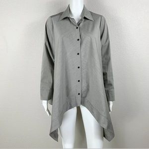 COMFY USA Uneven Hem Shirt Button-Front Top Grey